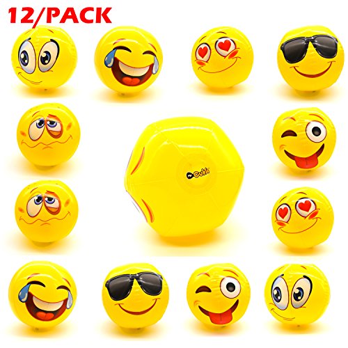 MrCUYA Emoji Inflatable Beach Balls 12-P