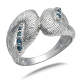 0.15 CT Blue Diamond Ring In Sterling Silver in Size 7