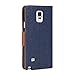 GMYLE Galaxy Note 4 Case, PU Leather Wallet Case Cover with Stand Feature and Credit Card ID Holders for Samsung Galaxy Note 4 IV N910 - Navy Blue & Brown