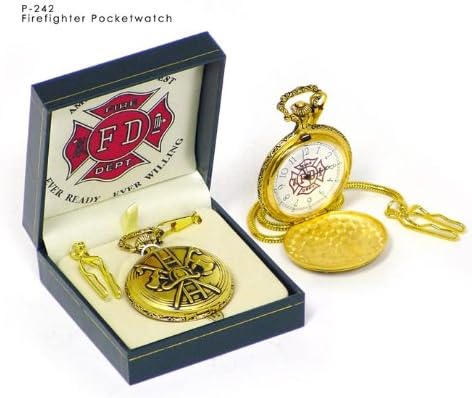 Pocketwatch with Chain Gold-Tone Case Pocket Watch with 14" Clip on Chain