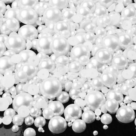 LOVEKITTY 800 pcs Mixed Sizes Flatback Pearl Cabochon for Crafting (White)