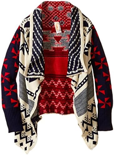 Truluv Big Girls' Oversized Open Cardigan, Multi, 8