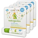 Babyganics Lip and Face Balm, Fragrance Free, 0.25oz Stick (Pack of 4)