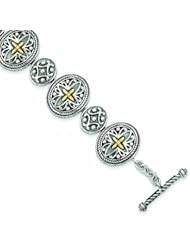Sterling Silver with 14k Gold 8in Bracelet - Antique Boutique - Vintage Style - Jewelry