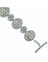 Sterling Silver with 14k Gold 8in Bracelet - Antique Boutique - Vintage Style - Jewelry