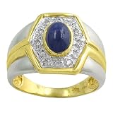 0.80 Cttw Sapphire & 0.15 Ct Diamond 14 Karat Yellow & White Gold Ring Size 7.5