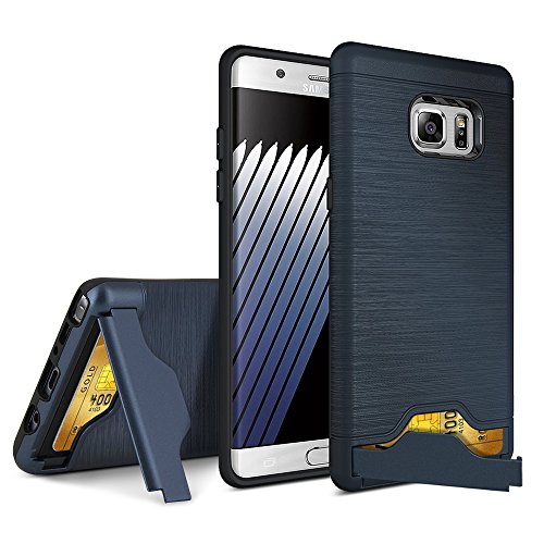 Galaxy Note 7 Case, BELK [Prop Shield] Dual Layer Brushed Matte PC Armor + Rugged TPU Double Protection Slim Bumper Cover w/ [Folding Kickstand] [Card Slot] for Samsung Galaxy Note 7 - Matte Blue