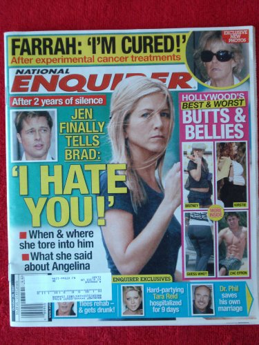 October 29, 2007, Farrah Fawcett, Brad Pitt, Jennifer Aniston National Enquirer Magazine