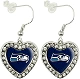 NFL Seattle Seahawks Crystal Heart Earrings with Team Logo