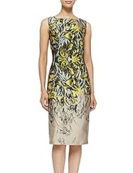 Floral Print Square Neck Sheath Cocktail Above the Knee Sleeveless Polyester Party Dress 