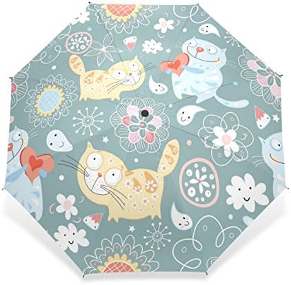 WORLDTEX Unique Design Cute Fashion Cute Funny Cat 05 Windproof Travel Umbrella