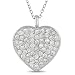 Sterling Silver 18mm Heart Shape Pendant with 1.75mm Round Cubic Zirconia with 18
