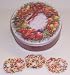 Gourmet Food : Scott's Cakes 1 lb. Milk Chocolate Covered Pretzel with Rainbow Jimmies in a Wreath Tin