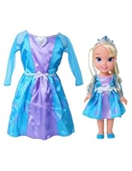 From Amazon.com. Click for details:
 Disney Frozen Elsa Doll & Toddler Dress Gift Set Disney Frozen Elsa Doll & Toddler Dress Gift Set