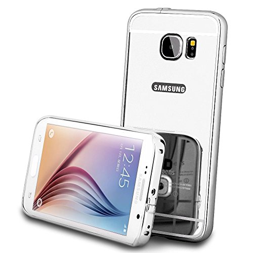 For Samsung Galaxy S6 Edge Case, Roybens Luxury Metal Air Aluminum Bumper Detachable + Mirror Hard Back Case 2 in 1 Cover Ultra-Thin Frame For Samsung Galaxy S6 Edge - Retail Packaging Silver