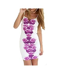 Floral Print Sleeveless Polyester Summer Backless  Dress