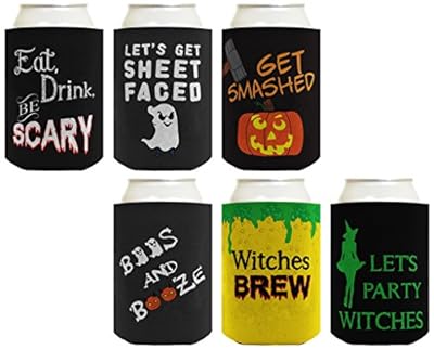 Funny Halloween Party Gift Bundle Multi Pack Can Coolie Drink Coolers Coolies