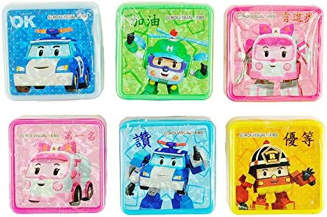 Cartoon Robocar Poli Self-Ink Stamp Stampers Art Set 6 PCS Phrases Messages B