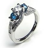 Blue And White Diamond Ring