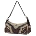 Lou-Ella Petticoats & Pistols Collection Designer Small Zip Top Shoulder Bag in Chocolate and Gold
