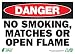 Zing Eco Safety Sign, Header "DANGER", "NO SMOKING MATCHES OR OPEN FLAME", 14" Width x 10" Length, Recycled Plastic, Red/White/Black (Pack of 1)