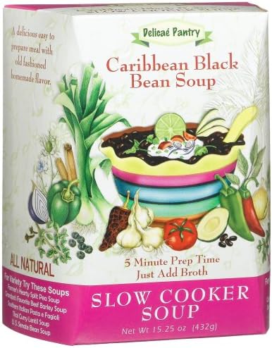 Delicae Pantry Caribbean Black Bean Slow Cooker Soup, 15.2-Ounce Boxes (Pack of 6)