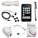 GTMax Black Soft Rubber Silicone Skin Cover Case + Rapid Car Charger + Home Charger + USB Data Cable + 3.5mm Stereo Headset + Full Front LCD Screen Protector + Stylus Silver for Apple iPod Touch 8GB 32GB 64GB 3rd 3G Generation NEWEST MODEL
