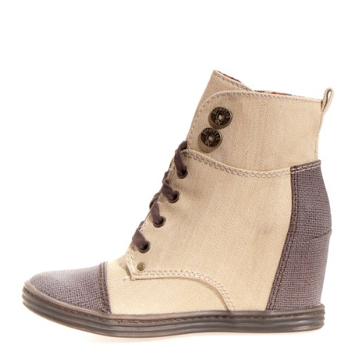 Blowfish Women's Topanga Lace-Up Boot,Bark Street Denim/Brown Mesh,8.5 M US