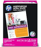 HP Multipurpose Ultra White, 20lb, 8 1/2" x 11", 96 Bright, 500 Sheets/1 Ream, (112000)