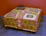 Olmec Kilim Lodge Rustic Dark Brown Olive Green Ottoman Coffee Table