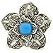 Sterling Silver Marcasite and Simulated Turquoise title=