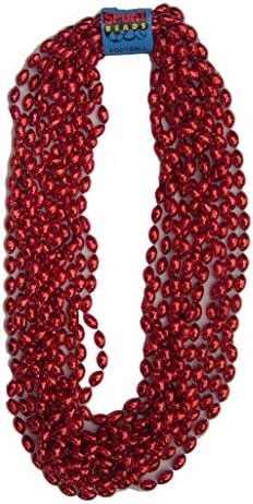 Mardi Gra Style Sport Beads Necklaces - FOOTBALL RED (1 dozen)