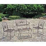 Iron Patio 4 Piece Sunray Settee Group
