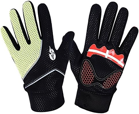 Unisex Breathable Bicycle Bike Cycling Anti-Skid Full Finger Gloves Green Spos_25 L