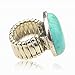 Simple Adjustable VTG Tibet Silver Plated Natural Turquoise Oval Finger Ring