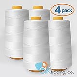 AK-Trading 4-Pack WHITE Serger Cone Thread (4000 yards each) of Polyester thread for Sewing, Quilting, Serger