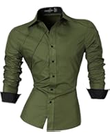 jeansian Men's Slim Fit Long Sleeves Casual Fashion Shirts 2028