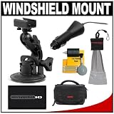 Contour Windshield Mount with Battery + Charger + Case + Cleaning Kit for Contour HD & Contour GPS Wearable Video Camcorders