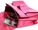 Lucrin - Fuchsia leather Soft briefcase 2 compartments