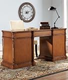 Baymont 66.5"w Executive Desk, 31.5"Hx66.5"W, ANTIQUE OAK