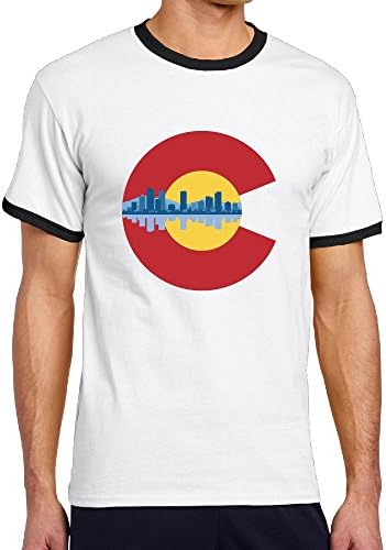 Boy's Colorado Denver Skyline Flag Short Sleeve Contrast Ringer Tee Shirt