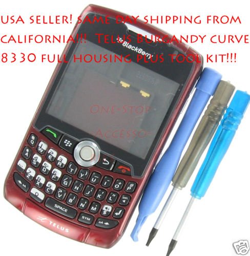 --Telus Burgandy RIM BlackBerry 8330 Curve OEM Full Housing