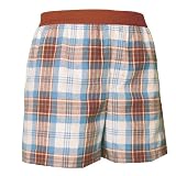 Brown and Light Blue Tartan Plaid Check Cotton Flannel Plaid check boxers boxer shorts available in 5 adult sizes exposed waist false fly by 