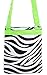 World Traveler Zebra Print Cross Body Bag, Black and White with Green Trim