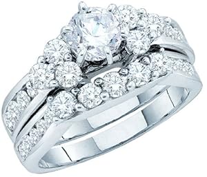 Gold and Diamonds T33867-W 2.00CT-DIA 0.75CT-CRD BRIDAL SET- Size 7