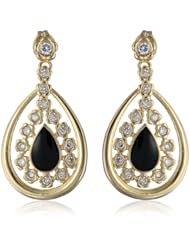 18K Yellow Gold Plated Sterling Silver Simulated Diamond Pear Shape Drop Earrings