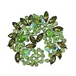 Silvertone Green 2" Rhinestone Wreath Brooch Pin