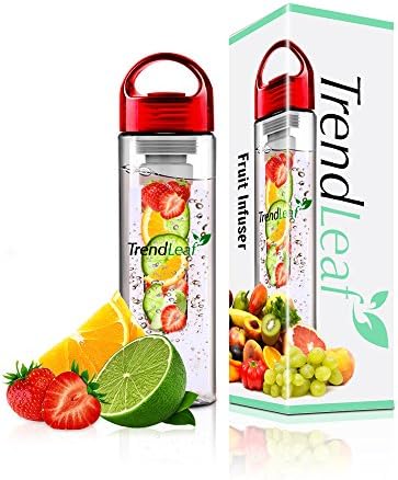 Fruit Infused Water Bottle with Infuser, Naturally Flavored Water, Iced Tea, Sparkling and Lemonade Bottles for Beverages (red)