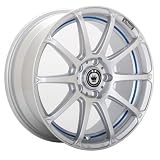 15x6.5 Konig Bump (Silver w  Blue Undercut Stripe) Wheels Rims 4x100 (BP5610040G) by Konig