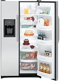 GE GSH25JSTSS 25.0 cu. ft. Side-by-Side Refrigerator with 3 Glass Shelves, Gallon Door Storage, 2 Stack Drawer System and External Water/Ice Dispenser & Temperature Controls: Stainless Steel